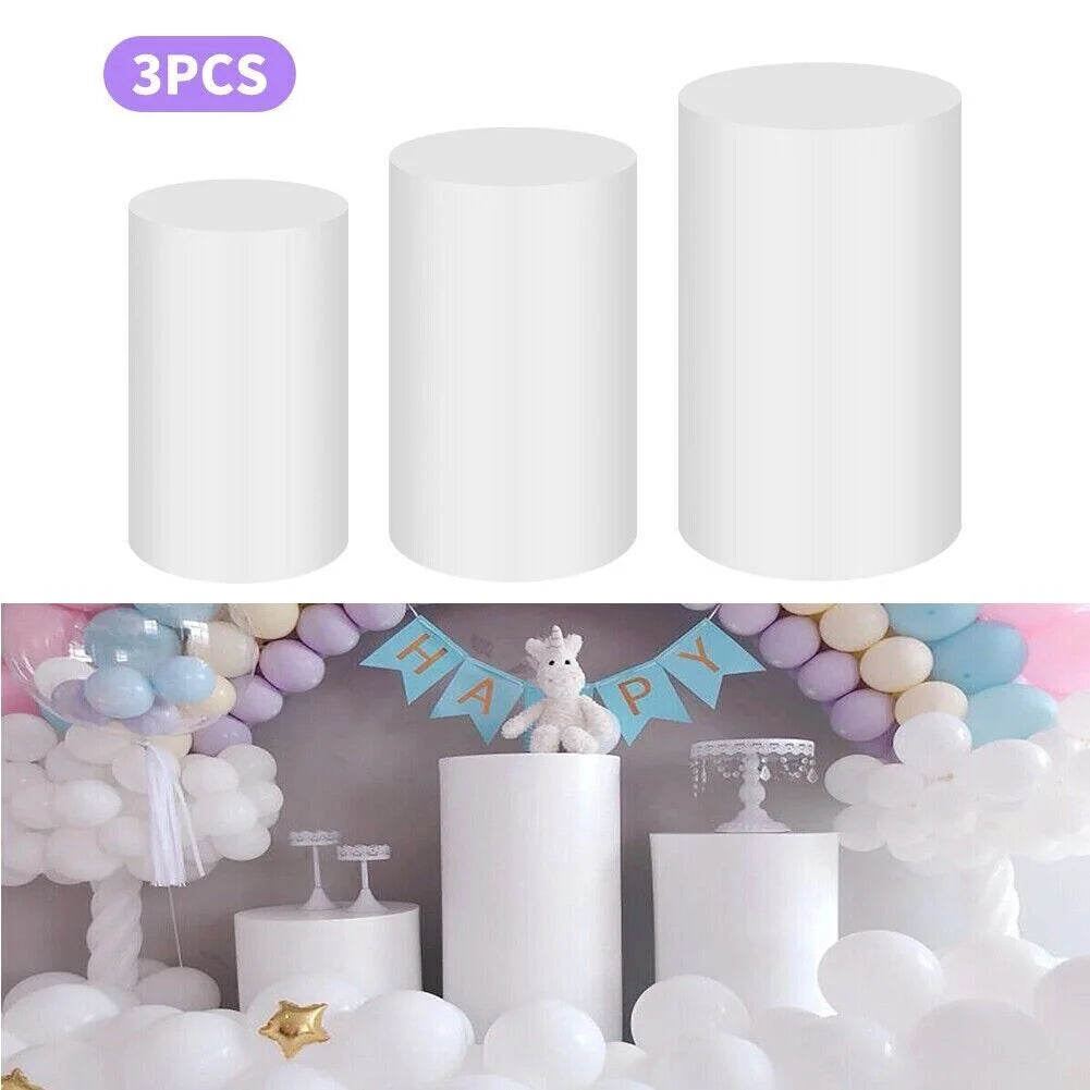Round Plinth Cylinder Pedestal Stand 3pcs Wedding Decor