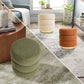 Round Stacked Ottoman Stool Teddy Fleece Fabric Foot Rest