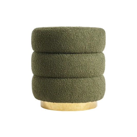 Round Stacked Ottoman Stool Teddy Fleece Fabric Foot Rest