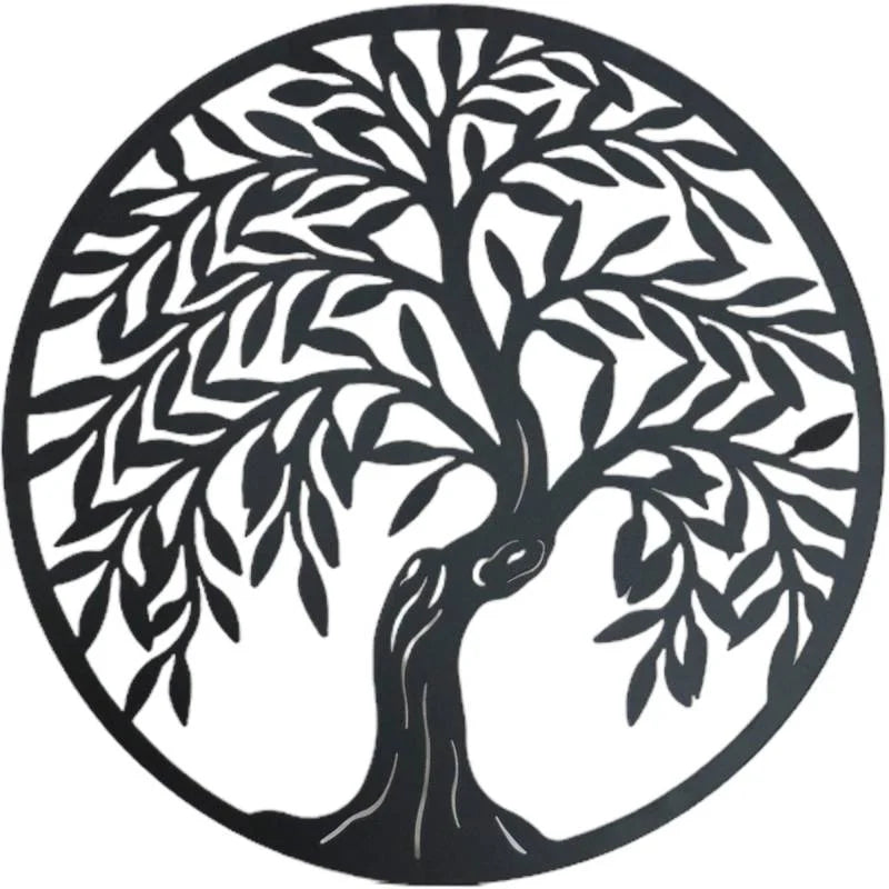 Round Tiger Tree Metal Wall Art 40cm - Home & Garden > Wall