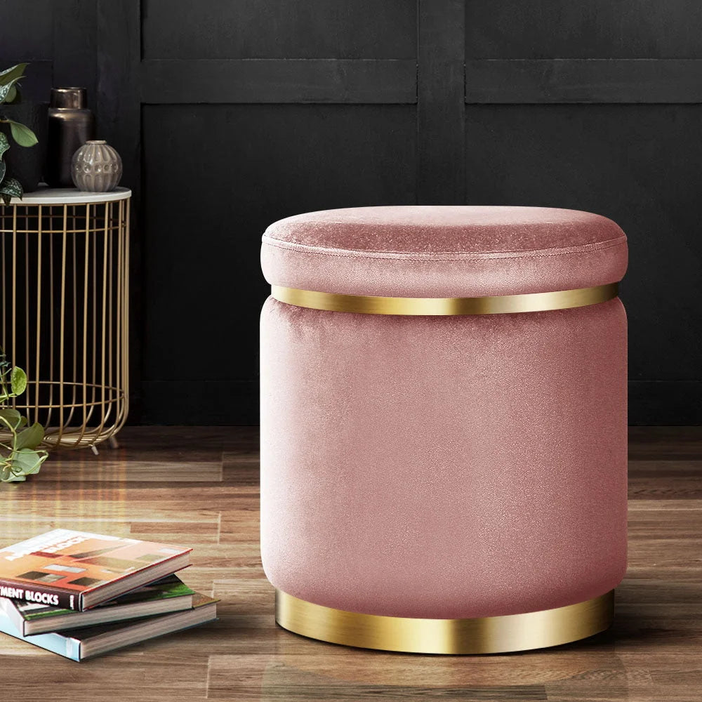 Round Velvet Foot Stool Ottoman Foot Rest Pouffe Padded