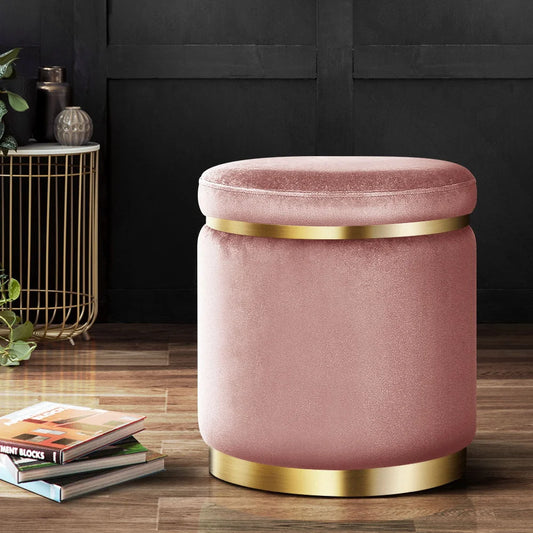Round Velvet Foot Stool Ottoman Foot Rest Pouffe Padded