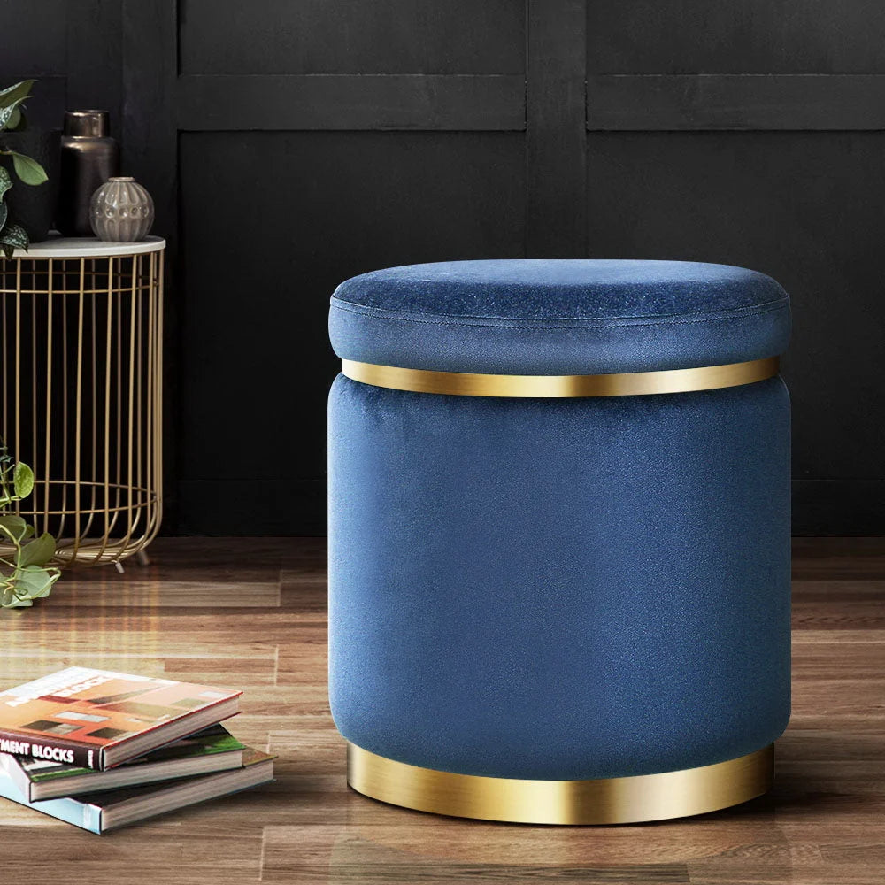 Round Velvet Foot Stool Ottoman Foot Rest Pouffe Pouf