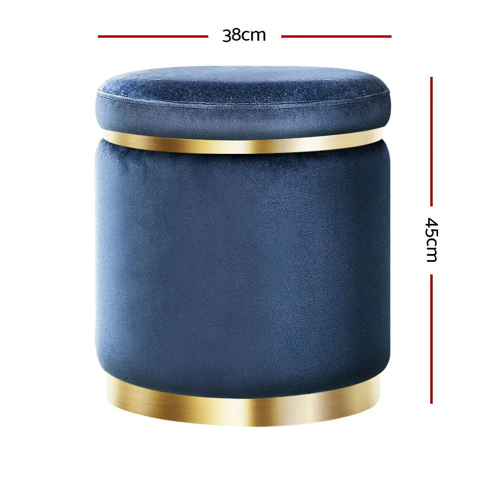 Round Velvet Foot Stool Ottoman Foot Rest Pouffe Pouf