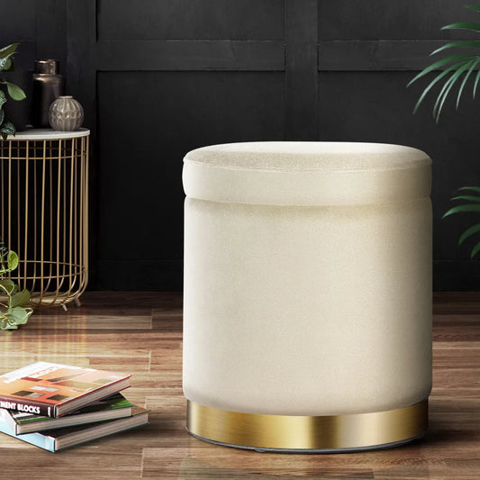 Round velvet foot with stool storage ottoman padded