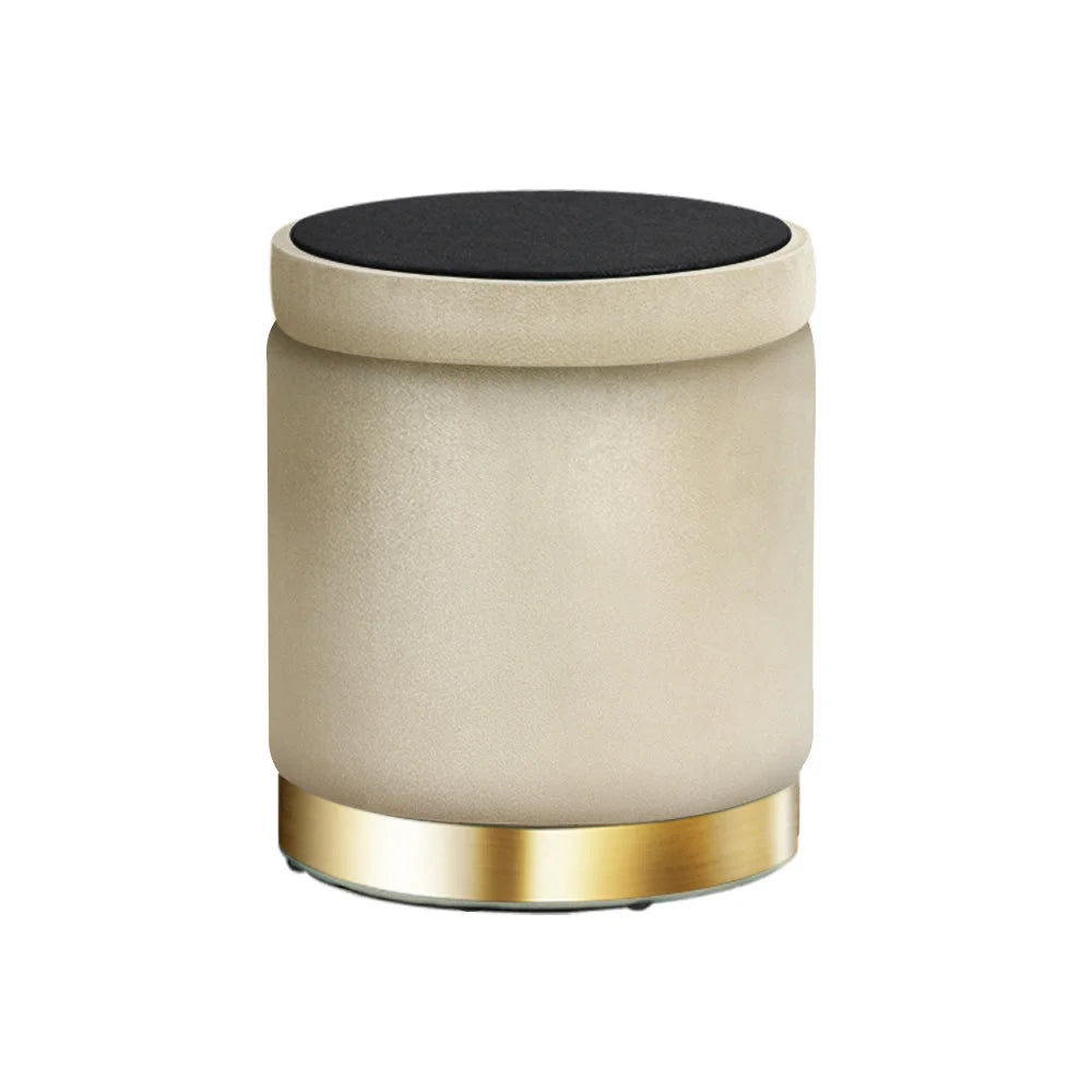 Velvet storage ottoman Round Foot Stool Padded Makeup
