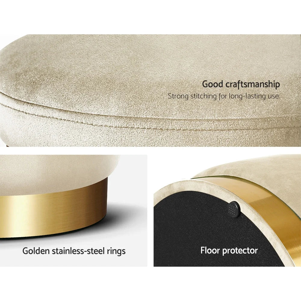 Round Velvet Foot Stool Storage Ottoman Padded Makeup Seat
