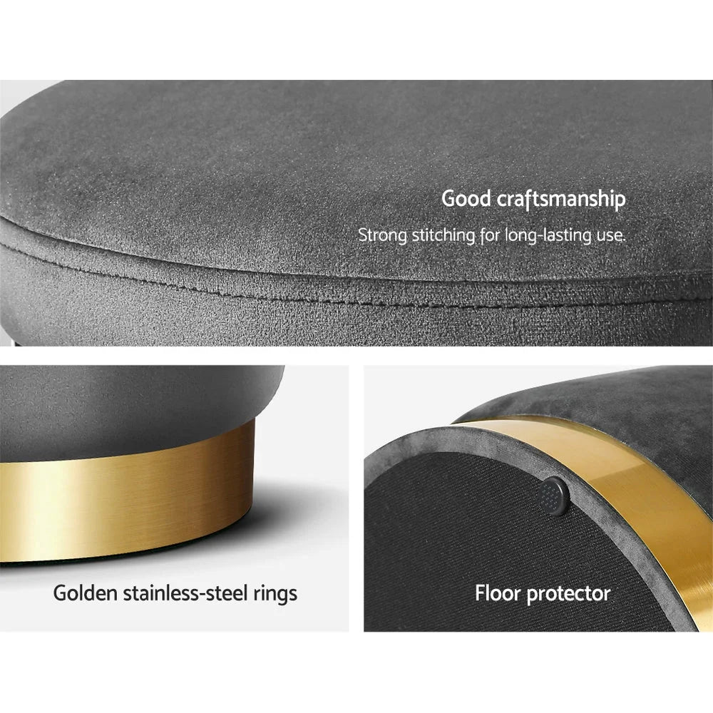 Round Velvet Ottoman Foot Stool with Storage Rest Pouffe