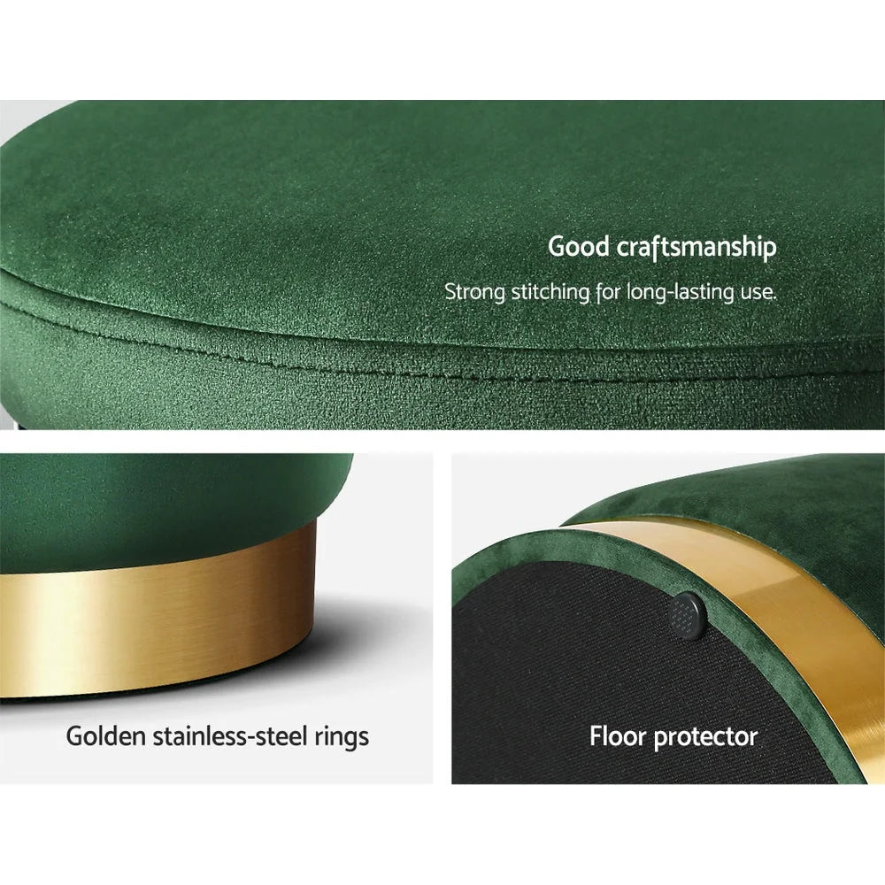 Round Velvet Storage Ottoman Foot Stool