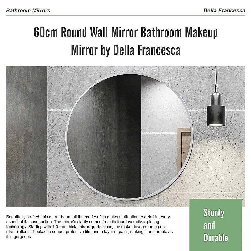 Round Wall Mirror 60cm Bathroom Makeup Mirror - Della