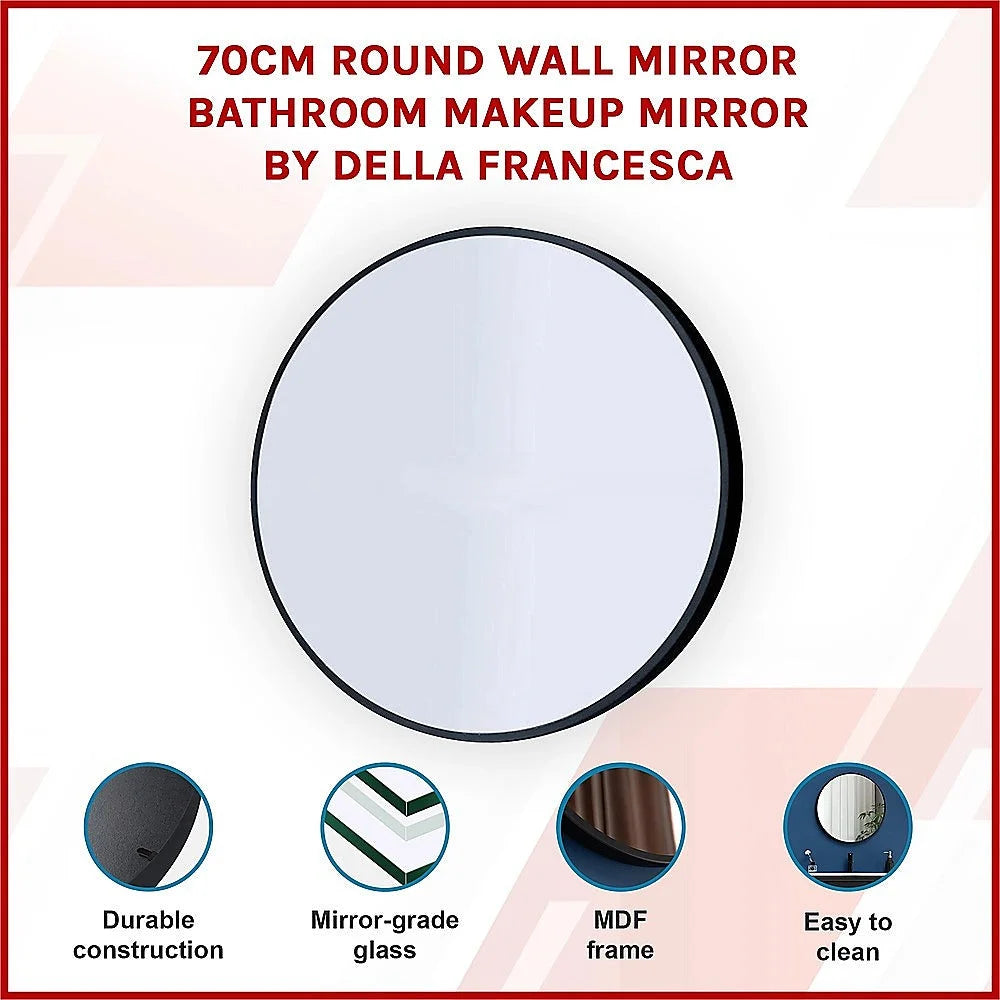 Round Wall Mirror 70cm Bathroom Makeup Mirror - Della