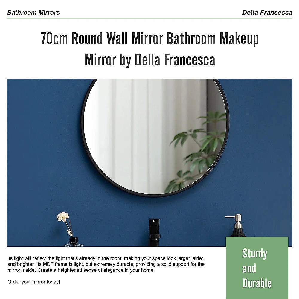 Round Wall Mirror 70cm Bathroom Makeup Mirror - Della
