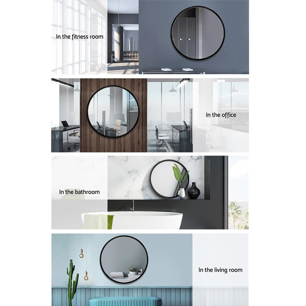 Round Wall Mirror 70cm Makeup Frameless Bathroom Mirror