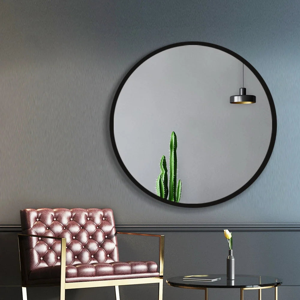 Round Wall Mirror 80cm Frameless - Bedroom