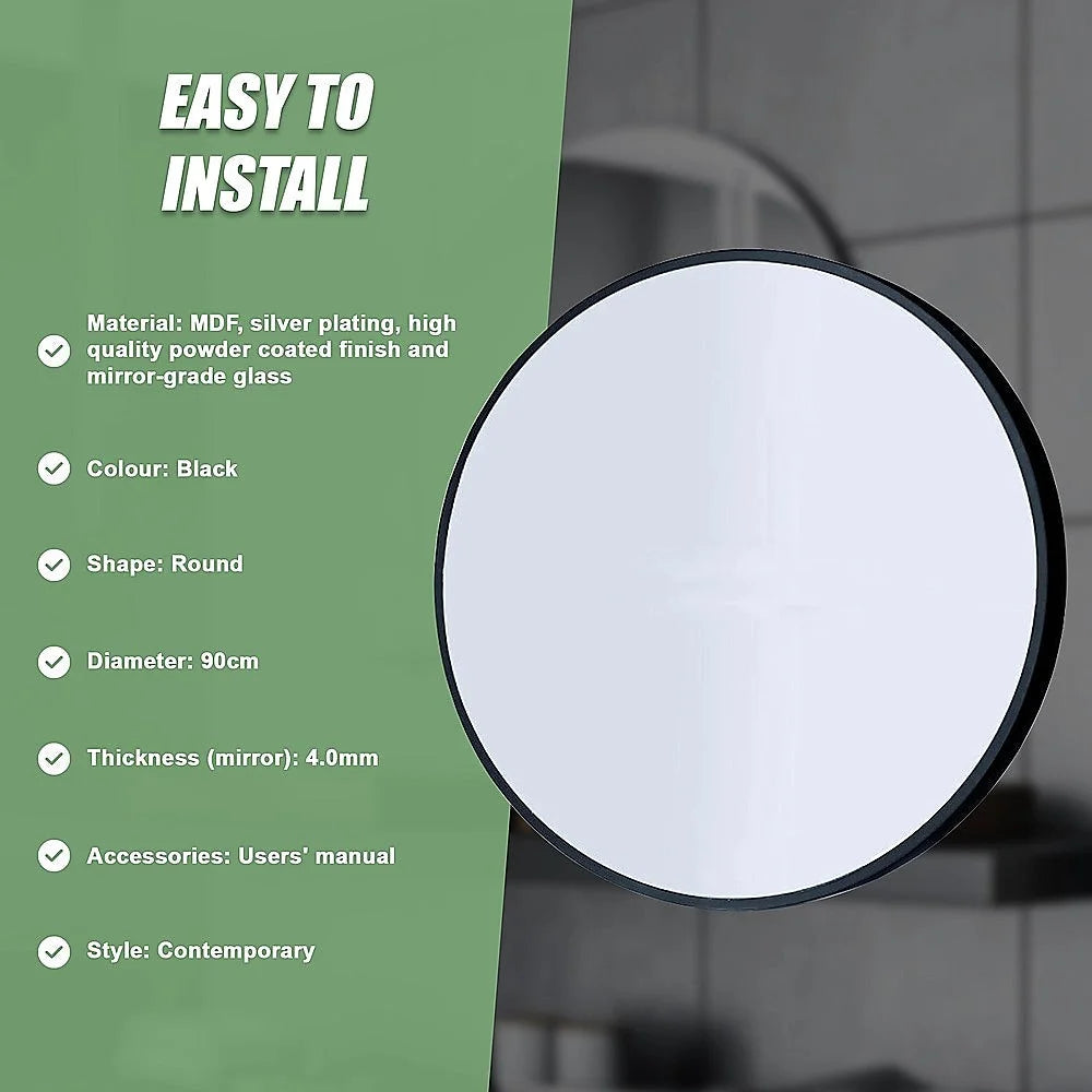 Round Wall Mirror Bathroom Makeup 90cm By Della Francesca
