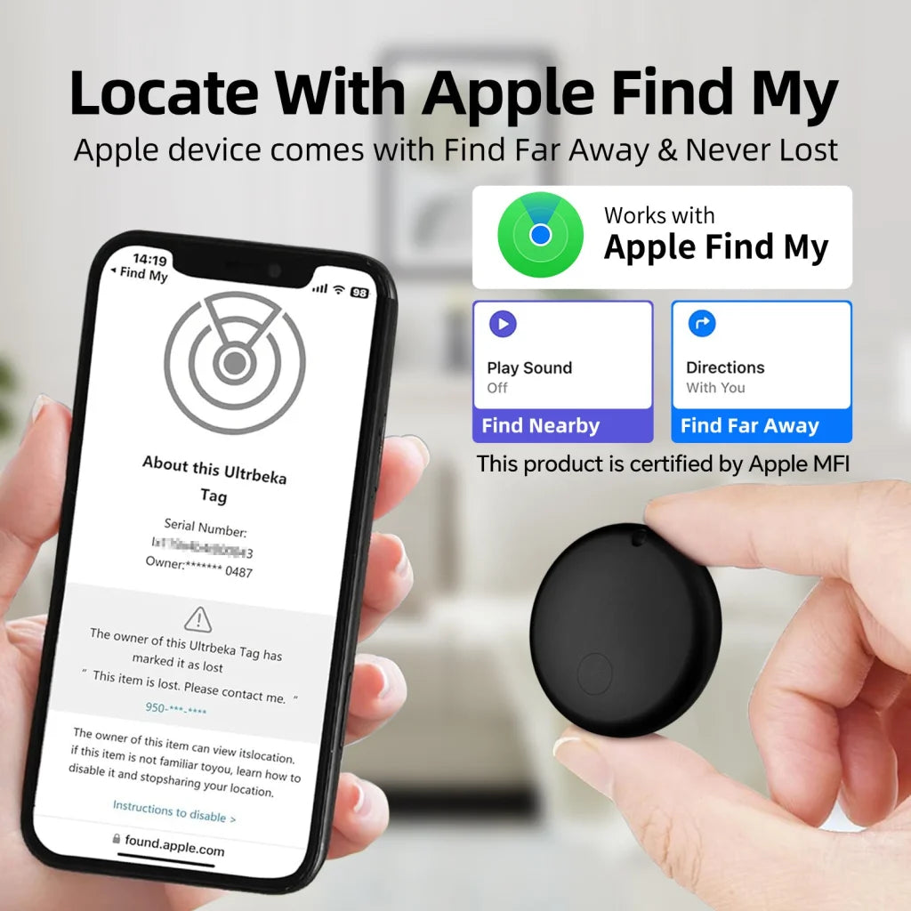 (Round White) Mini GPS Tracker - Apple Find My Enabled Key