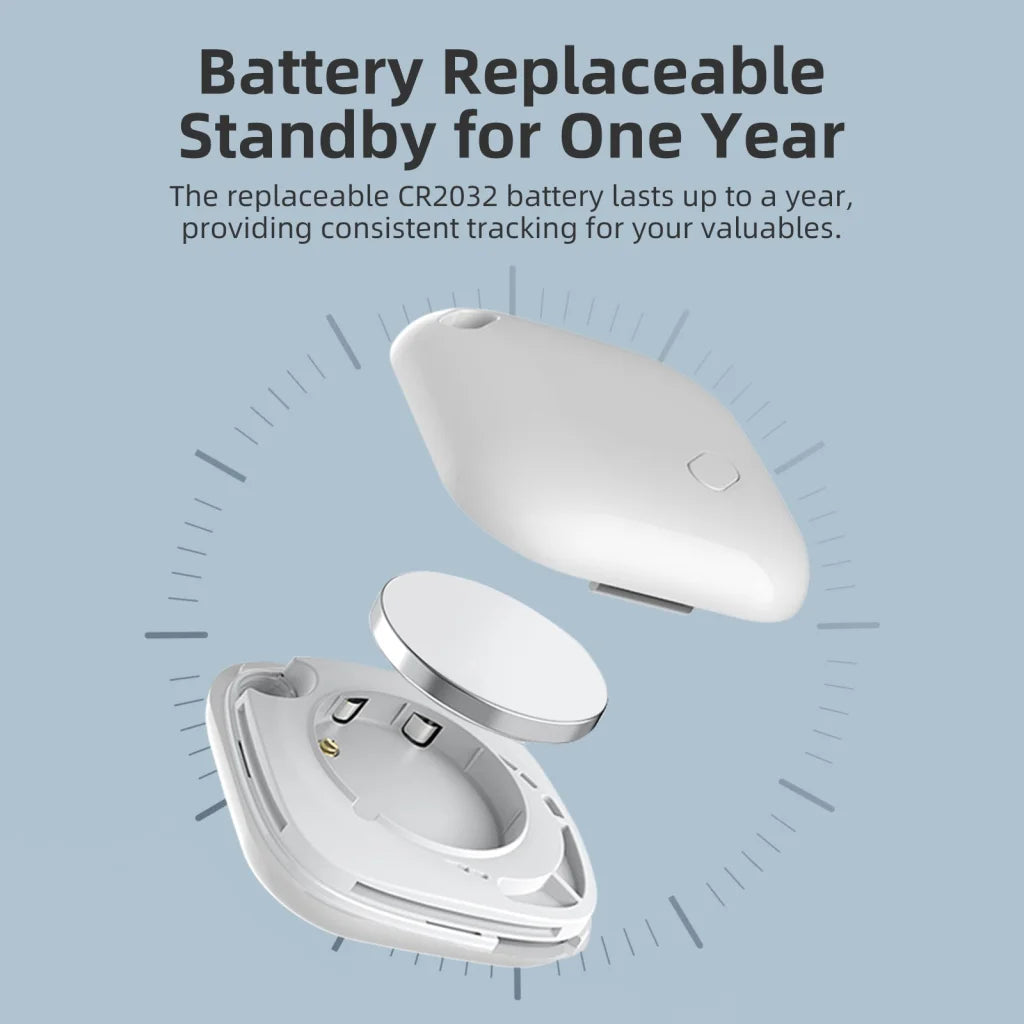 (Round White) Mini GPS Tracker - Apple Find My Enabled Key