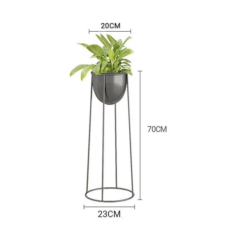 Round Wire Metal Flower Pot Stand 4X 70cm with Black Flowerpot Holder Rack Display