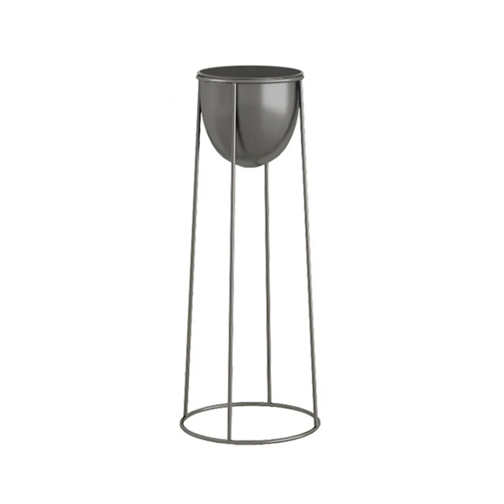 Round Wire Metal Flower Pot Stand 50cm with Black Flowerpot Holder Rack Display
