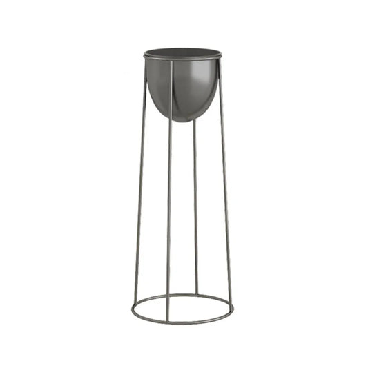 Round Wire Metal Flower Pot Stand 70cm with Black Flowerpot Holder Rack Display