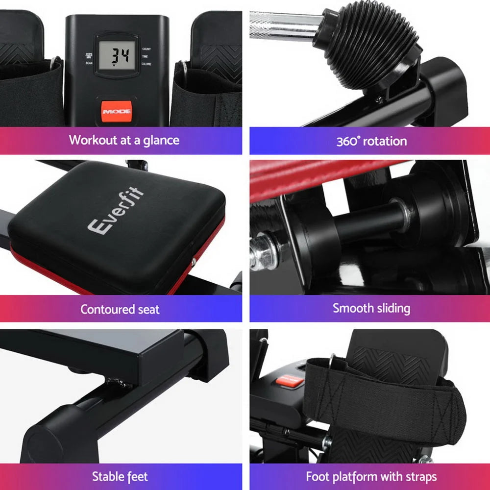 Rowing Machine 12 Levels Hydraulic Rower Fitness Gym Home