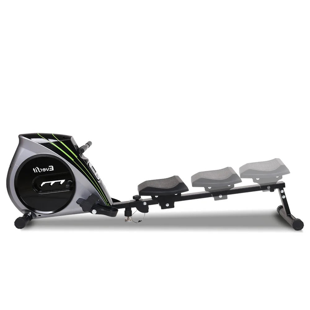 Rowing machine rower with storage shelves and support legs