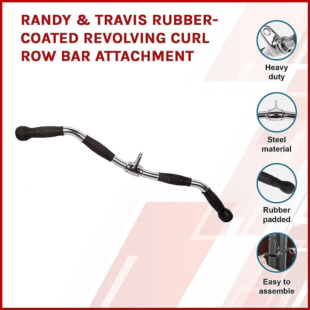 Rubber-Coated Revolving Curl Row Bar Attachment - Randy &