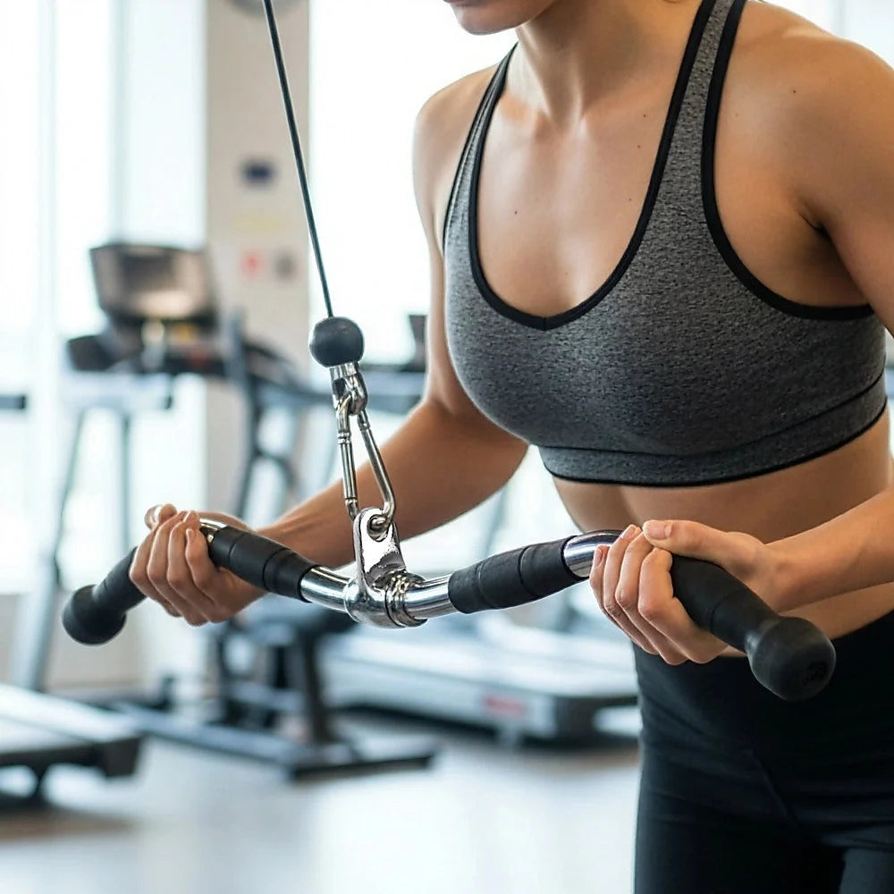 Rubber-Coated Revolving Curl Row Bar Attachment - Randy &