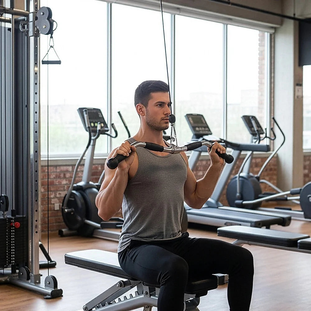 Rubber-Coated Revolving Curl Row Bar Attachment - Randy &