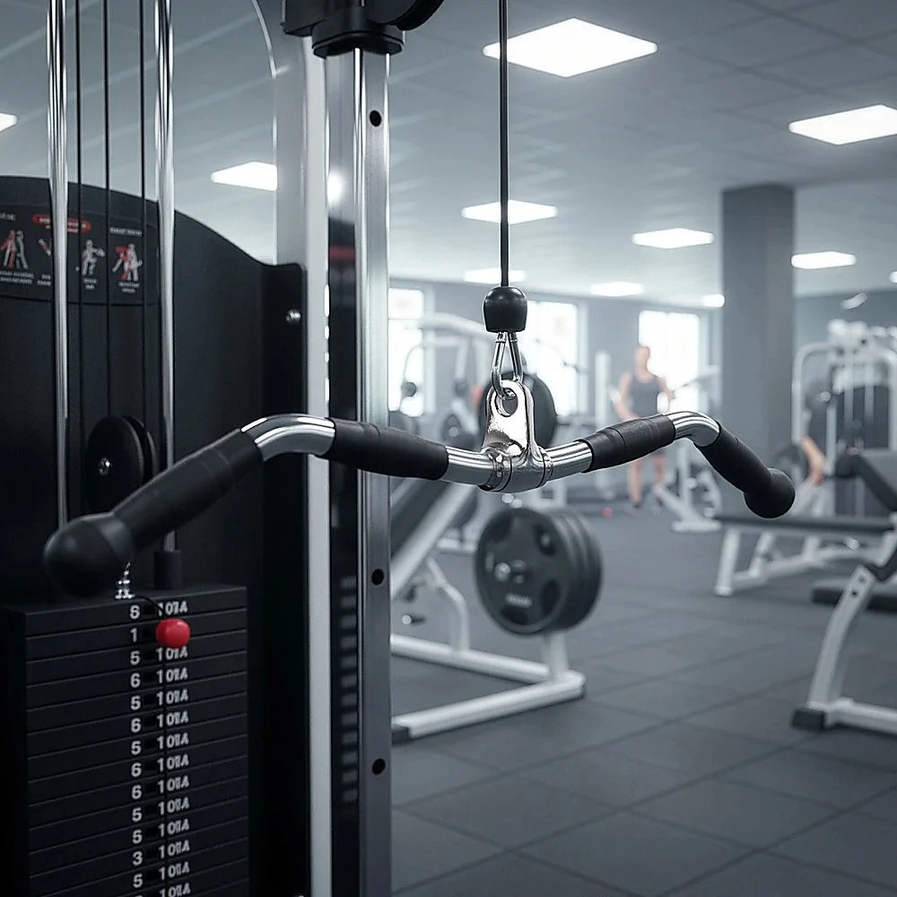 Rubber-Coated Revolving Curl Row Bar Attachment - Randy &