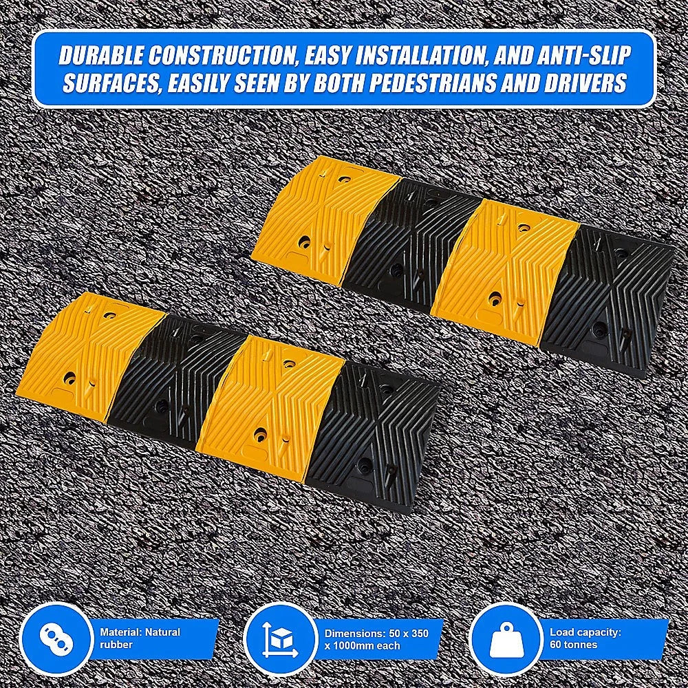 Rubber Speed Bump Hump Load 60T Pair of 1m Road Humps