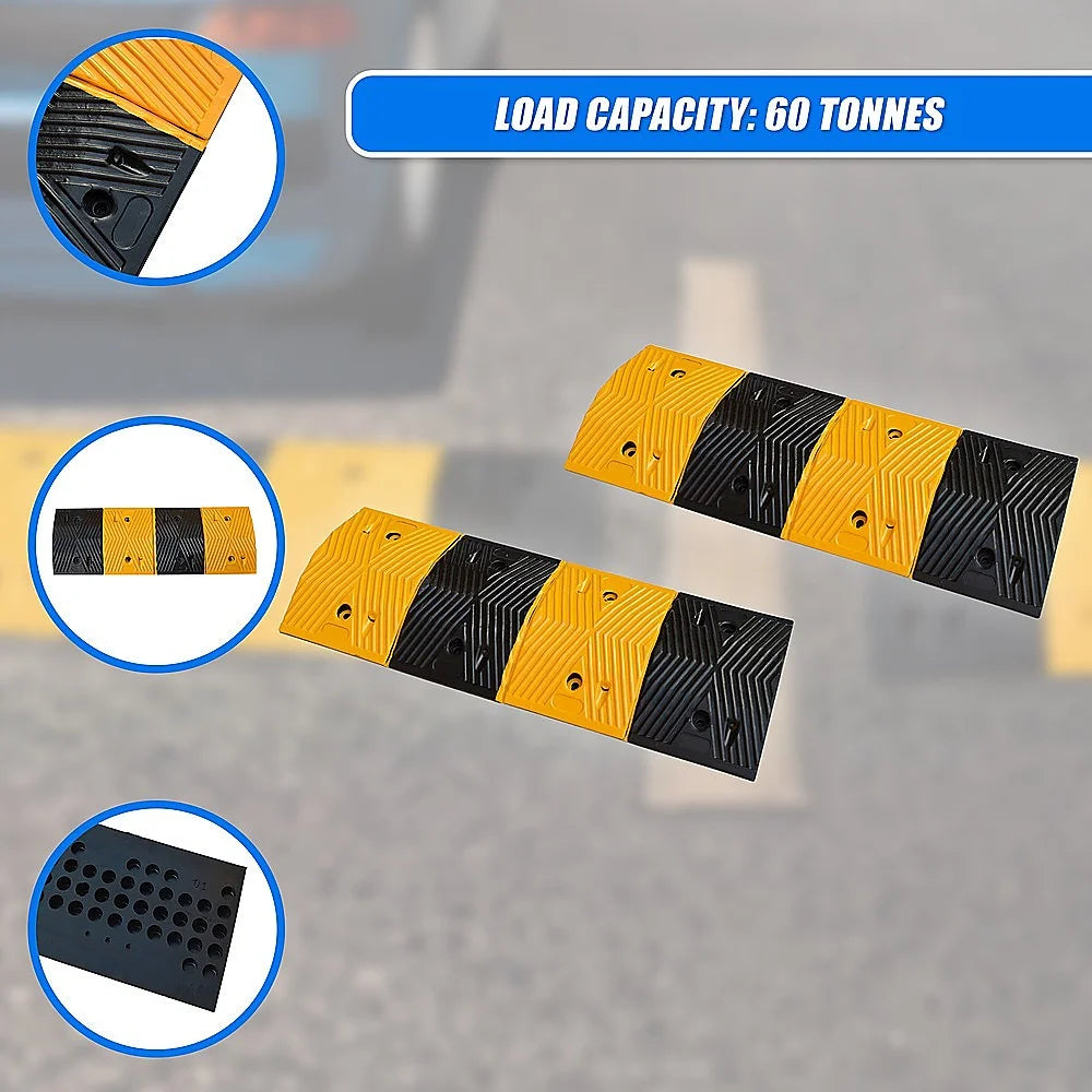 Rubber Speed Bump Hump Load 60T Pair of 1m Road Humps