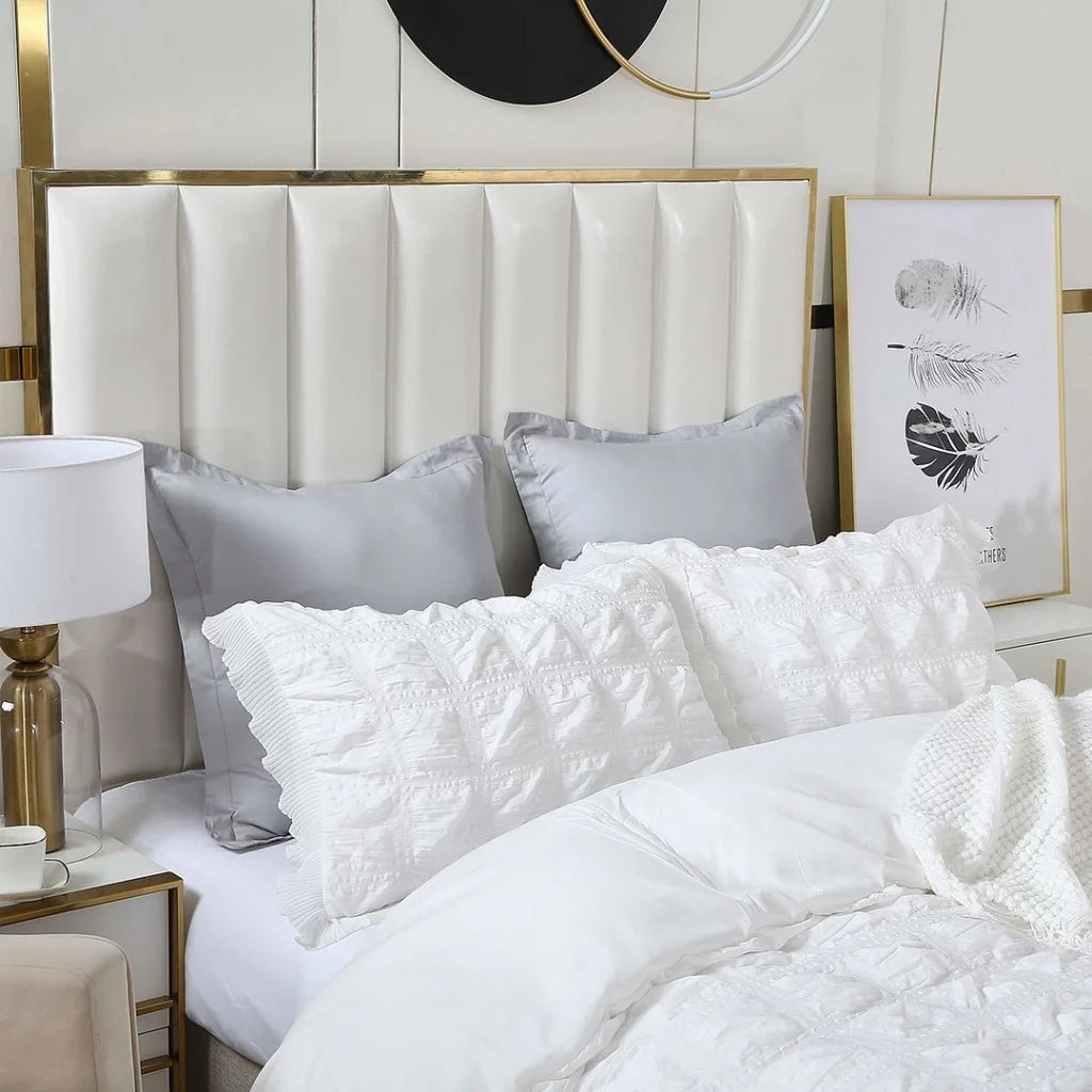 Ruffles Textured Jacquard Duvet Quilt Cover Set King Size