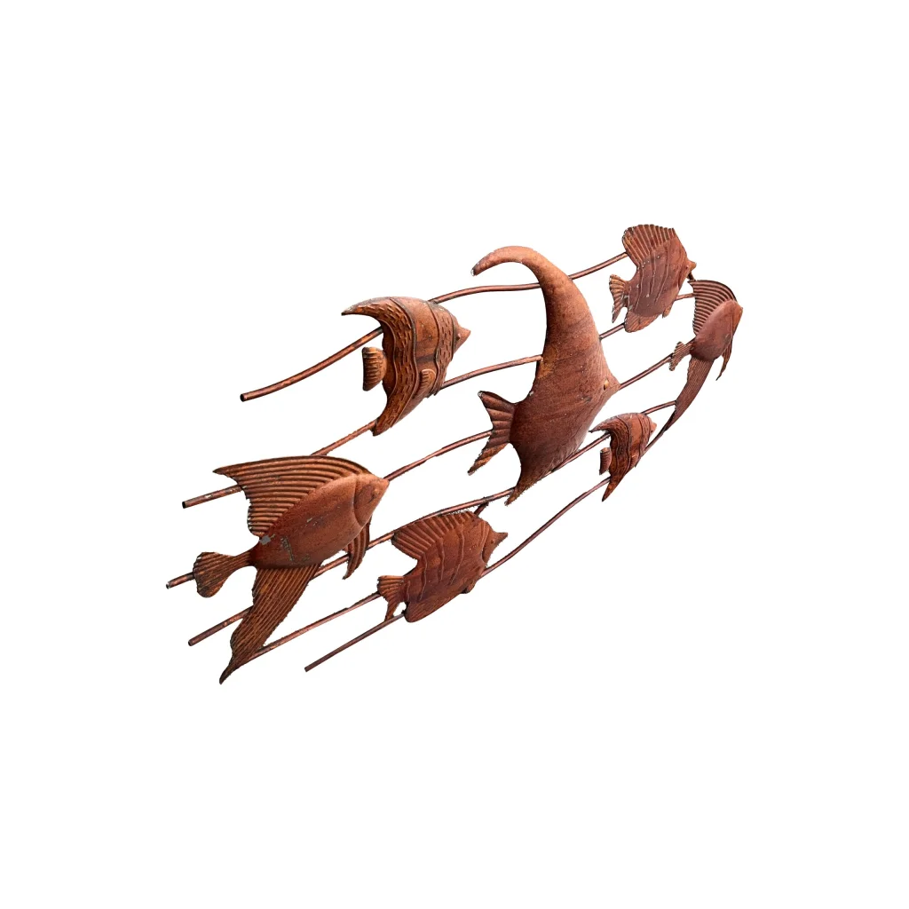 Rust School Of Fish Wall Art 90cm - Home & Garden > Wall