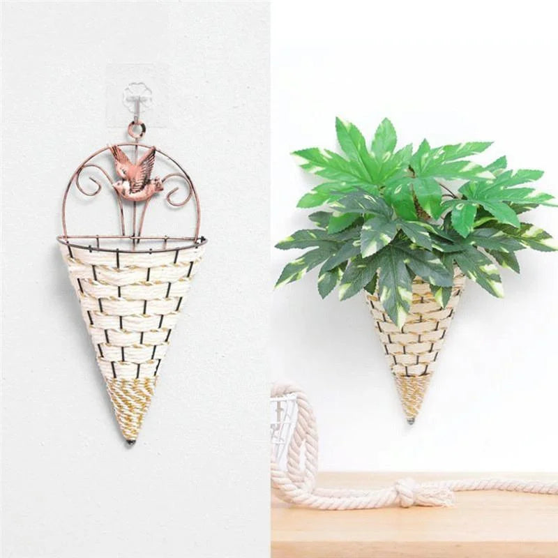 Rustic Hanging Rattan Vase for Farmhouse Decor - Home &