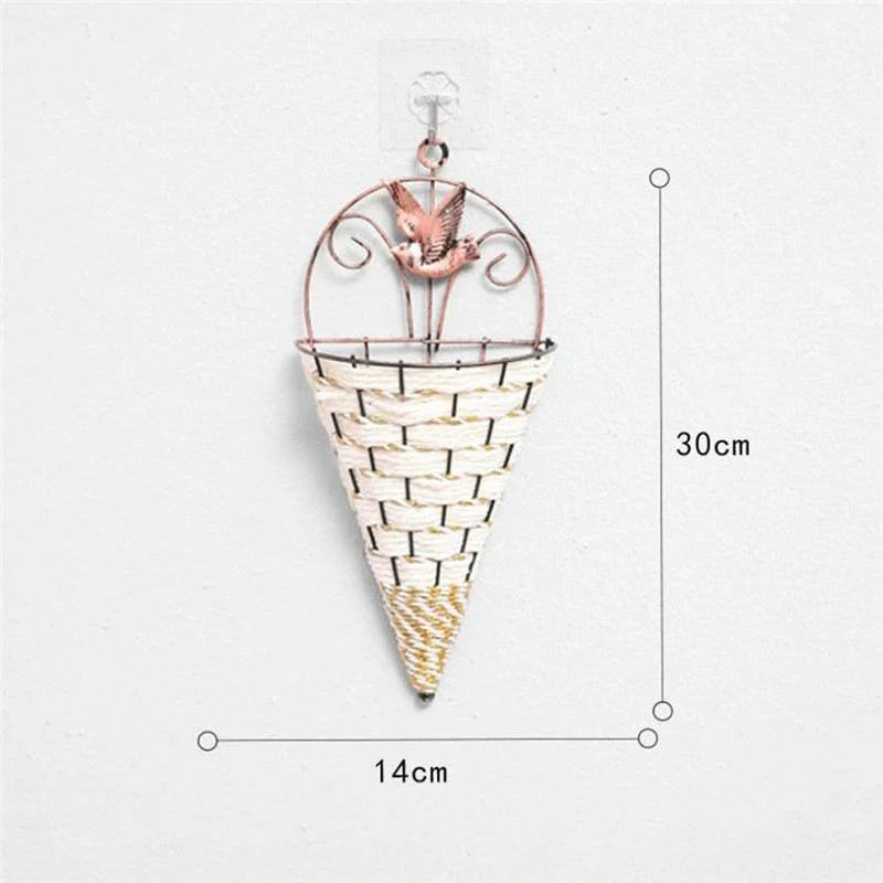 Rustic Hanging Rattan Vase for Farmhouse Decor - Home &