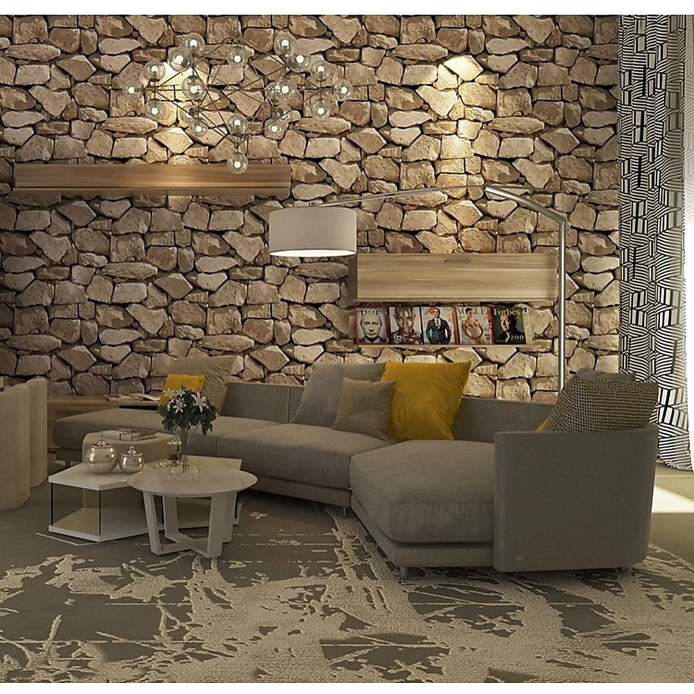 Rustic Rock Brick Wallpaper Self-Adhesive Peel and Stick