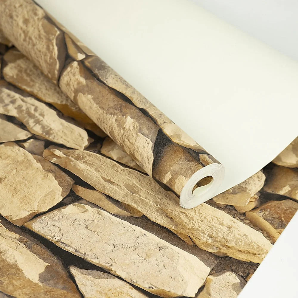 Rustic Rock Brick Wallpaper Self-Adhesive Peel and Stick