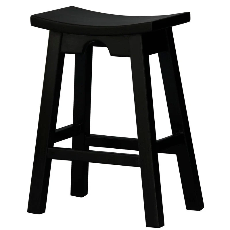 Ryo Solid Mahogany Kitchen Counter Stool - Black - Furniture