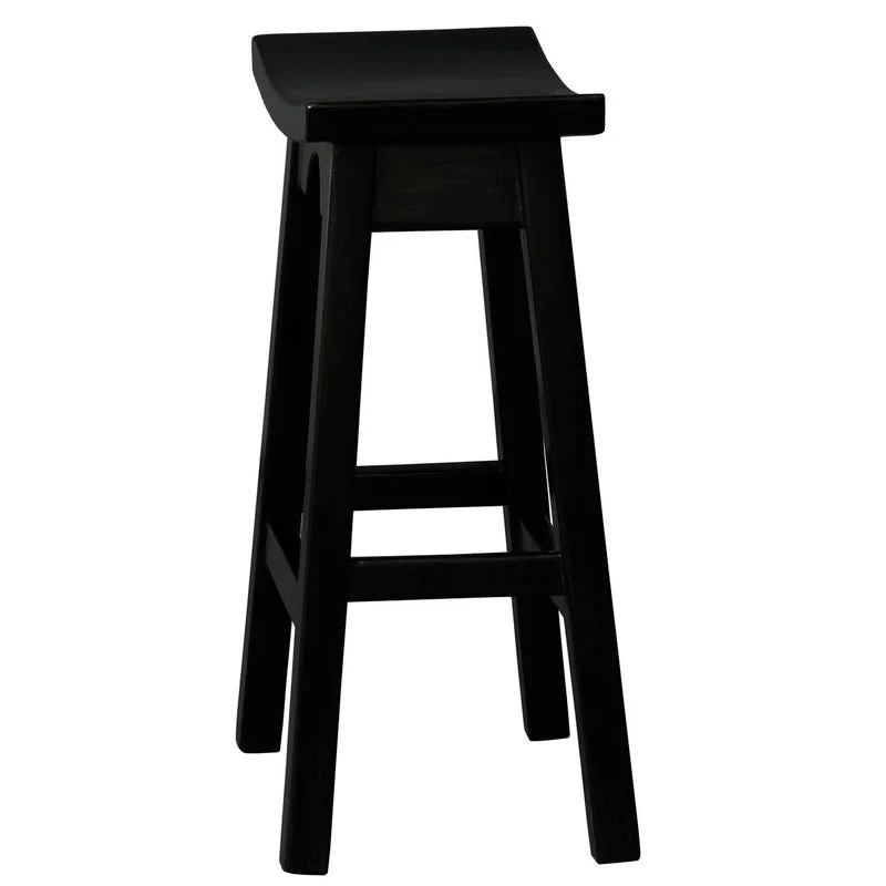 Ryo Solid Mahogany Kitchen Counter Stool - Black - Furniture