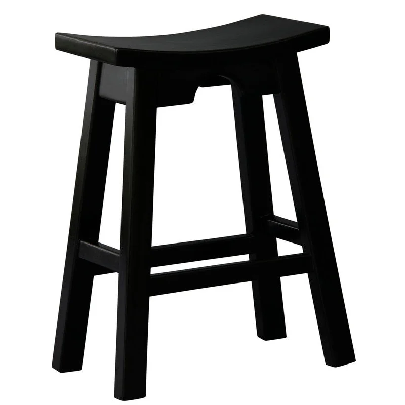 Ryo Solid Mahogany Kitchen Counter Stool - Black - Furniture