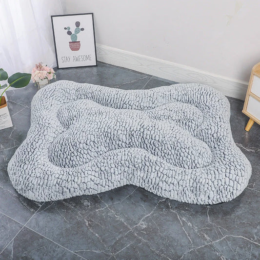 S Blue-grey Rose Velvet Fish Scale Pet Bed - Creative