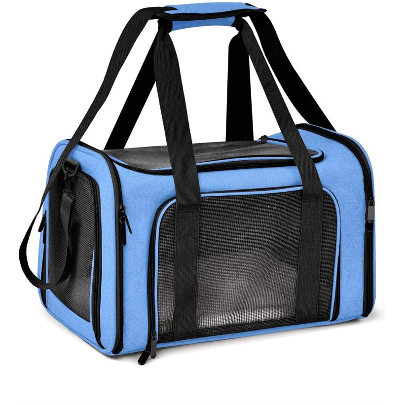 S Blue Portable Foldable Pet Carrier Bag - Large Capacity