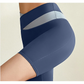S Grey Color-Block High-Waist Yoga Shorts - Seamless