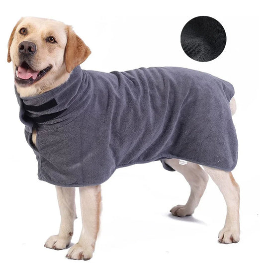 S Grey Pet Dog Quick-Dry Bathrobe - Absorbent Towel Robe