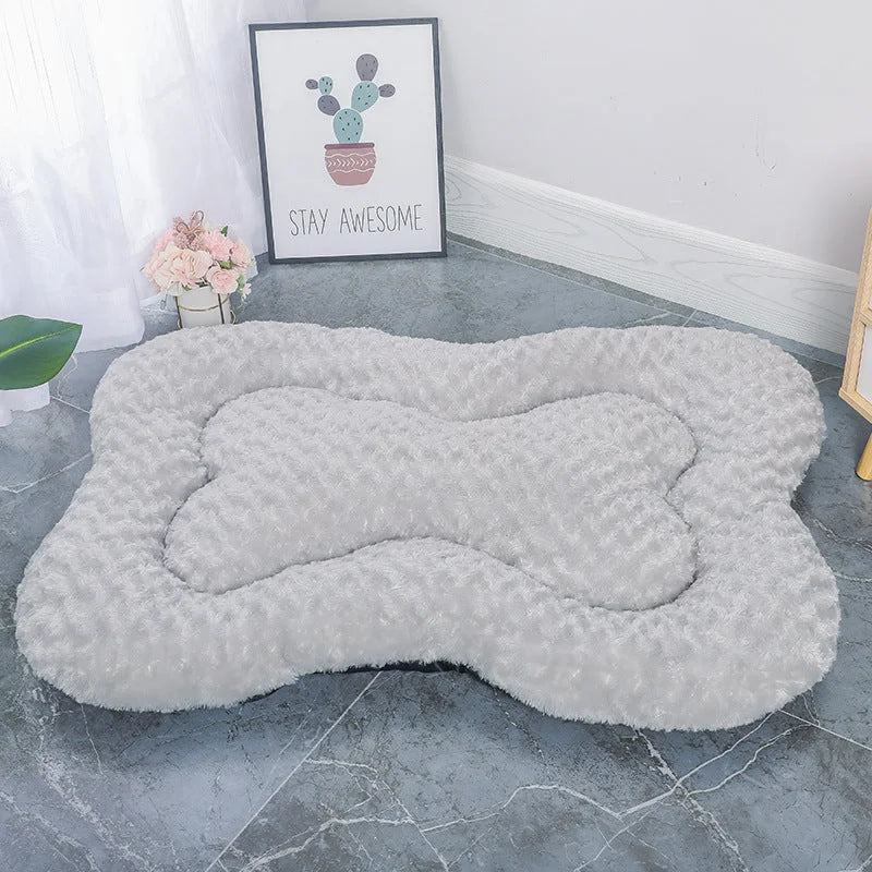 S Grey Rose Velvet Fish Scale Pet Bed - Creative