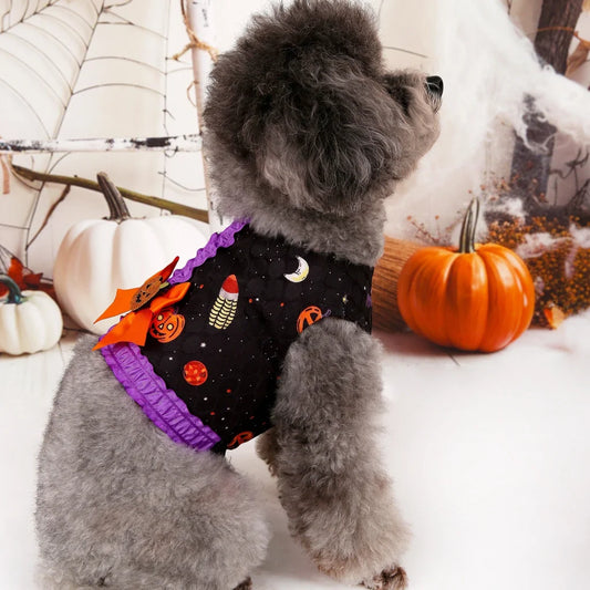 S Halloween Pumpkin Dog Harness Dress - Festive Costume