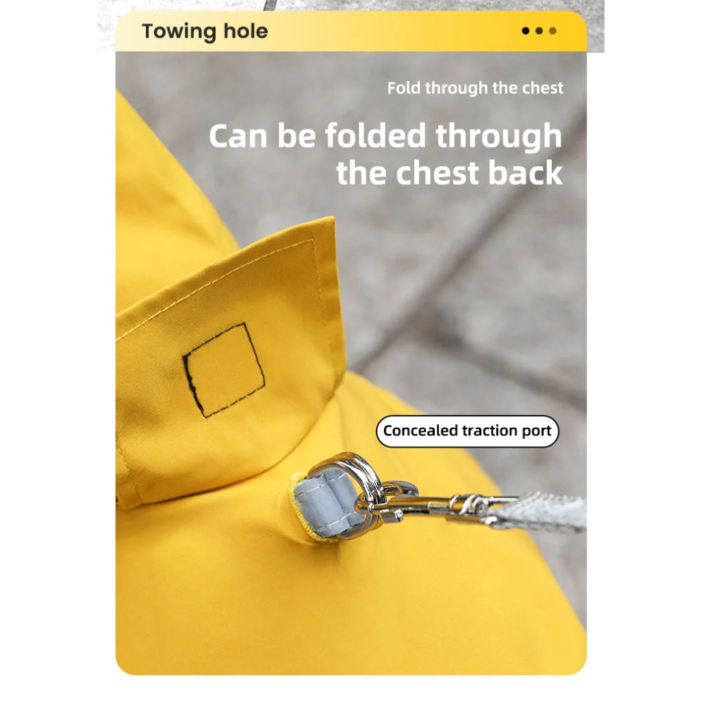 S Pink And Gray Trim Waterproof Four-Legged Dog Raincoat