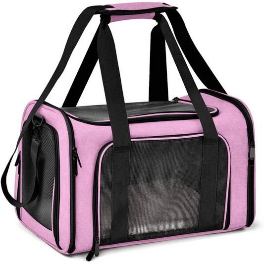 S Pink Portable Foldable Pet Carrier Bag - Large Capacity
