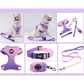 S Purple-pink Adjustable Soft Pet Harness with Leash & Poop